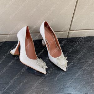 AMINA MUADDI BEGUM FABRIC PUMPS WHITE AM8001 - Image 6