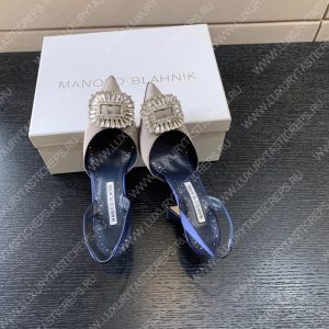 MANOLO BLAHNIK PRIETASLI SLINGBACK PUMPS GRAY 419-0473-0005 - Image 5