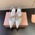MIU MIU PATENT LEATHER SLINGBACK PUMPS WHITE 5I813D