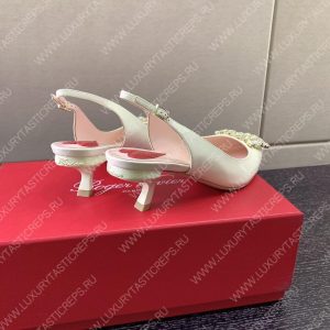 ROGER VIVER SLINGBACK PUMPS LEATHER WHITE RVW6383 - Image 3