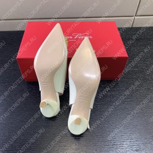 ROGER VIVER SLINGBACK PUMPS LEATHER WHITE RVW6383 - Image 5