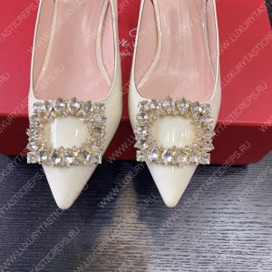 ROGER VIVER SLINGBACK PUMPS LEATHER WHITE RVW6383 - Image 6