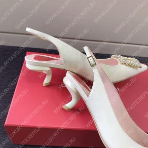 ROGER VIVER SLINGBACK PUMPS LEATHER WHITE RVW6383 - Image 8