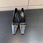 YVES SAINT LAURENT SEVERINE CROC EMBOSSED PUMP BLACK 7091741TVKK