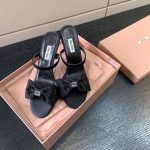 MIU MIU SATIN BOW SANDAL BLACK 5XX571