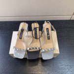 SERGIO ROSSI SANDAL LEATHER SILVER AND BLACK A81090