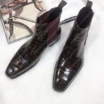 BERLUTI ALLIGATOR LEATHER BOOTS BURGUNDY S2582-E2