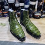 BERLUTI ALLIGATOR LEATHER BOOTS GREEN S3204-E2
