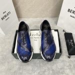 BERLUTI LEATHER LACE UP SHOES BLUE 3BER845