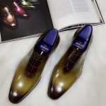 BERLUTI GALET SCRITTO OXFORD OLIVE AND BROWN S4505-V2