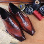 BERLUTI SCRITTO LEATHER OXFORDS RED BROWN S5898-V2