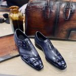 BERLUTI ALESSANDRO DEMESURE CROC LEATHER OXFORD SHOE BLACK S5532-V1