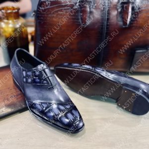 BERLUTI ALESSANDRO DEMESURE CROC LEATHER OXFORD SHOE BLACK S5532-V1 - Image 4