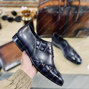 BERLUTI ALESSANDRO DEMESURE CROC LEATHER OXFORD SHOE BLACK S5532-V1 - Image 6