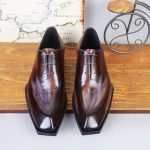 BERLUTI ALESSANDRO DEMESURE LEATHER OXFORD BROWN S6241-V3