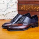 BERLUTI LEATHER OXFORDS BROWN/BLACK S5215-V3