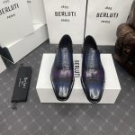 BERLUTI DEMESURE PATCHWORK SCRITTO SHOE PURPLE/BLUE S5590-V2
