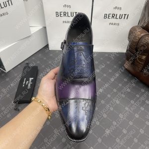 BERLUTI DEMESURE PATCHWORK SCRITTO SHOE PURPLE/BLUE S5590-V2 - Image 5