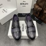 BERLUTI ALESSIO PADOVA SCRITTO LEATHER DOUBLE MONK SHOE GREY S5527
