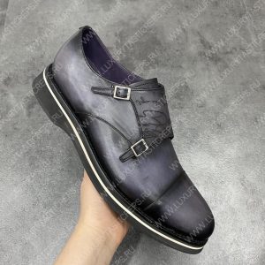 BERLUTI ALESSIO PADOVA SCRITTO LEATHER DOUBLE MONK SHOE GREY S5527 - Image 6