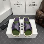BERLUTI ELIO PATMOS LEATHER SANDALS PURPLE 811572