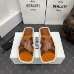 BERLUTI ELIO PATMOS LEATHER SANDALS ORANGE 811572