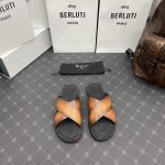 BERLUTI SIFNOS SCRITO LEATHER SANDAL BROWN S5438-V33