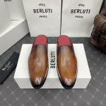 BERLUTI CYRUS SCRITTO SLIPPERS BROWN S3786