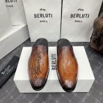 BERLUTI CYRUS SCRITTO SLIPPERS TOBACCO BIS S3786