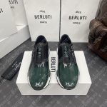 BERLUTI FAST TRACK LEATHER SNEAKER GREEN S4970-GC
