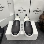 BERLUTI PLAYTIME SCRITTO SLIP-ON BLACK GREY S5685-V2