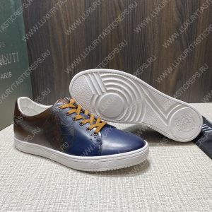 BERLUTI PLAYTIME SCRITTO SNEAKER INTENSE COCOA AND BLUE S5330-V2 - Image 5