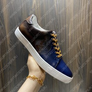 BERLUTI PLAYTIME SCRITTO SNEAKER INTENSE COCOA AND BLUE S5330-V2 - Image 6
