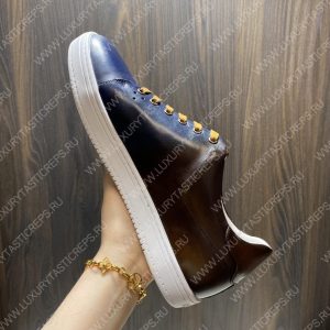 BERLUTI PLAYTIME SCRITTO SNEAKER INTENSE COCOA AND BLUE S5330-V2 - Image 8