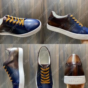 BERLUTI PLAYTIME SCRITTO SNEAKER INTENSE COCOA AND BLUE S5330-V2 - Image 9