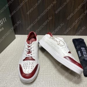 BERLUTI PLAYTIME SCRITTO SNEAKER WHITE AND RED S5304-V31 - Image 4