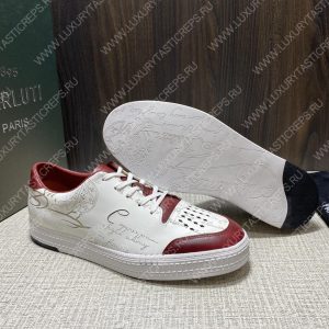 BERLUTI PLAYTIME SCRITTO SNEAKER WHITE AND RED S5304-V31 - Image 5