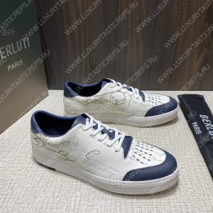 BERLUTI PLAYTIME SCRITTO SNEAKER WHITE AND BLUE S5304-V31 - Image 3