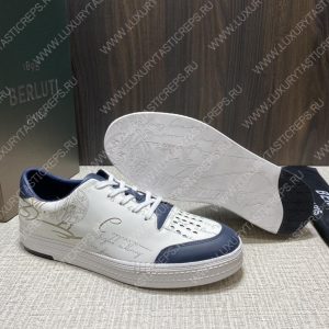 BERLUTI PLAYTIME SCRITTO SNEAKER WHITE AND BLUE S5304-V31 - Image 4