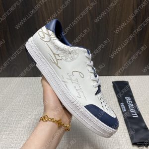 BERLUTI PLAYTIME SCRITTO SNEAKER WHITE AND BLUE S5304-V31 - Image 5