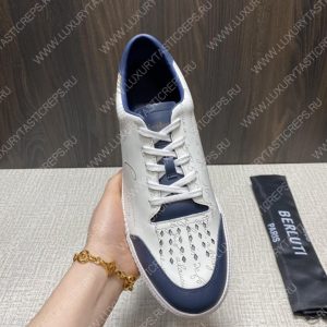 BERLUTI PLAYTIME SCRITTO SNEAKER WHITE AND BLUE S5304-V31 - Image 6