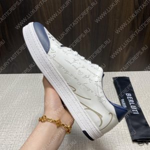 BERLUTI PLAYTIME SCRITTO SNEAKER WHITE AND BLUE S5304-V31 - Image 7