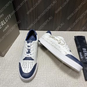 BERLUTI PLAYTIME SCRITTO SNEAKER WHITE AND BLUE S5304-V31 - Image 8
