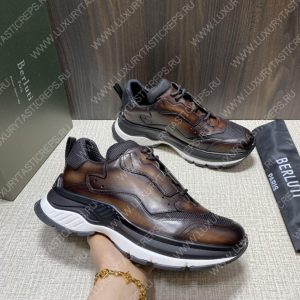 BERLUTI PLAYOFF SCRITTO LEATHER SNEAKER DARK BROWN S5867-V2 - Image 3