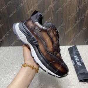 BERLUTI PLAYOFF SCRITTO LEATHER SNEAKER DARK BROWN S5867-V2 - Image 6