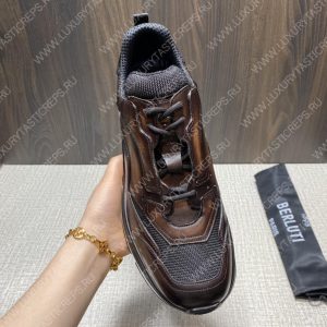 BERLUTI PLAYOFF SCRITTO LEATHER SNEAKER DARK BROWN S5867-V2 - Image 7