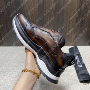 BERLUTI PLAYOFF SCRITTO LEATHER SNEAKER DARK BROWN S5867-V2 - Image 8