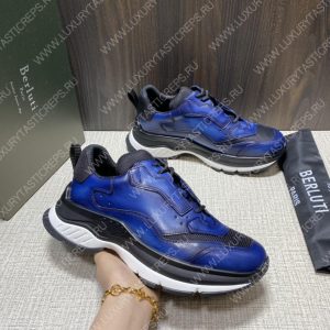BERLUTI PLAYOFF SCRITTO LEATHER SNEAKER BLUE S5867-V2 - Image 3