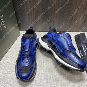 BERLUTI PLAYOFF SCRITTO LEATHER SNEAKER BLUE S5867-V2 - Image 4