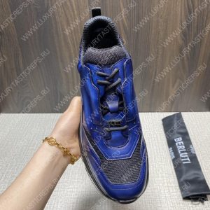 BERLUTI PLAYOFF SCRITTO LEATHER SNEAKER BLUE S5867-V2 - Image 7